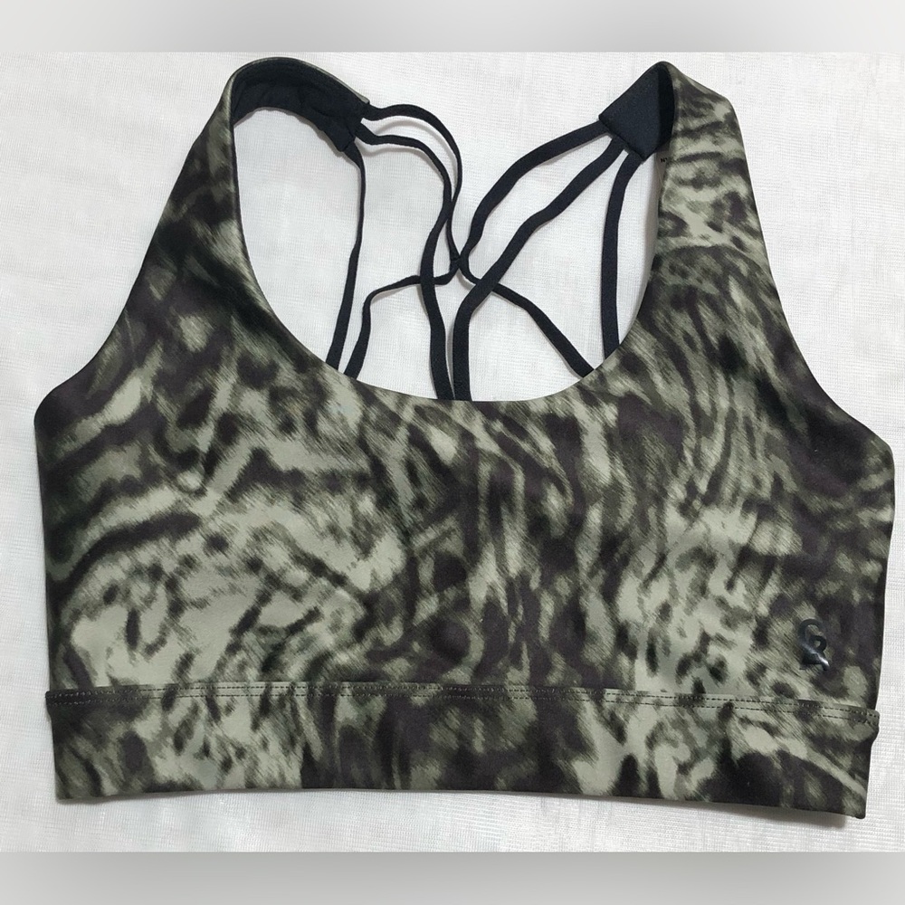 Good American Green Camouflage Sports Bra